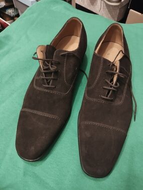 Men's J.M. Weston Suede Derby Dress Shoes - Dark Brown 7D